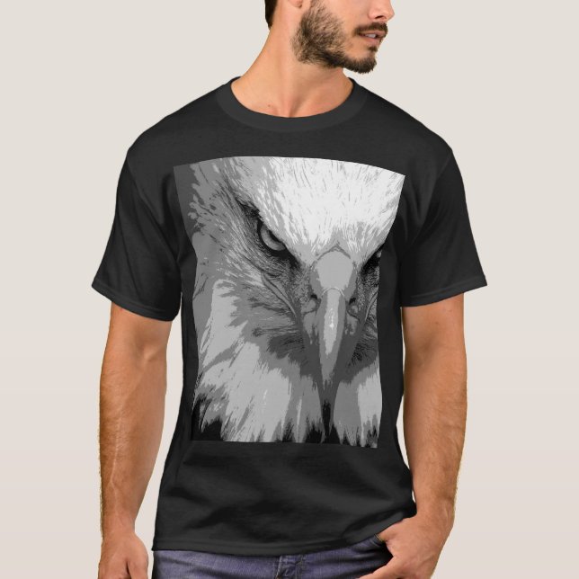 Elegant Animal Eagle Ansikte Template Manar Black T Shirt (Framsida)