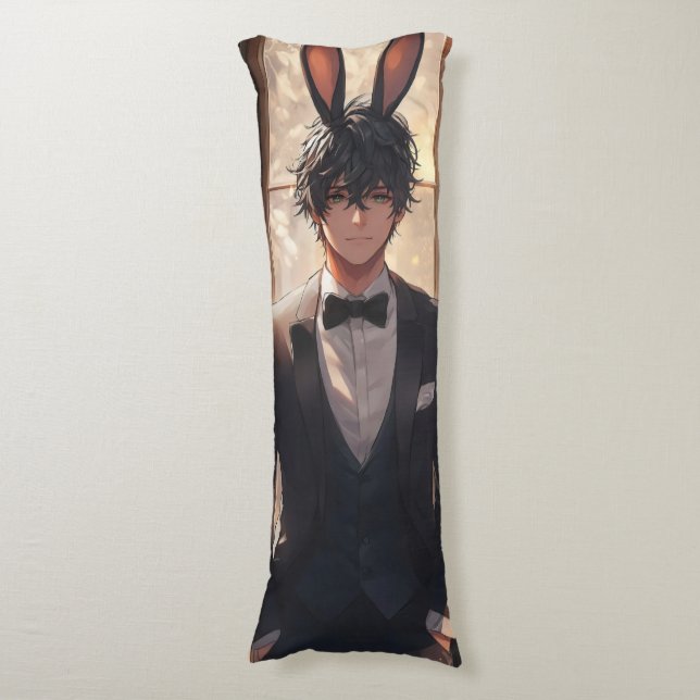Elegant Anime Rabbit Man Kroppskudde (Framsidan Vertikal)