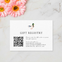 Elegant Anka Baby Shower Gift Registry QR-kod Tilläggskort