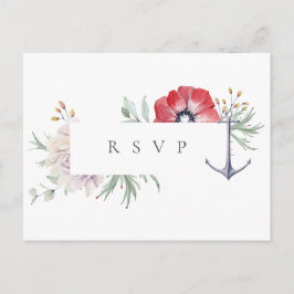 Elegant Ankare Blommig Bröllop RSVP Sångförfrågan Inbjudan Vykort
