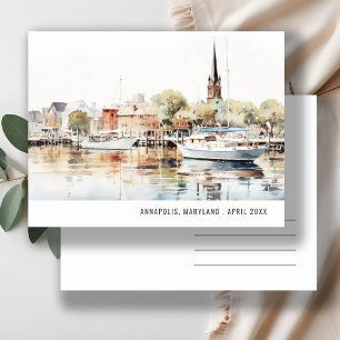 Elegant Annapolis Maryland Akvarell Resa Vykort