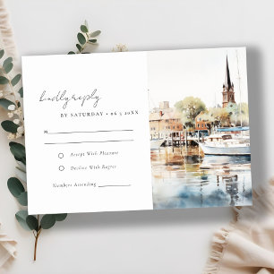 Elegant Annapolis Maryland Watercolor Bröllop OSA Kort