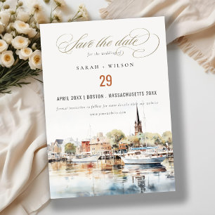 Elegant Annapolis Maryland Watercolor Bröllop Spara Datumet