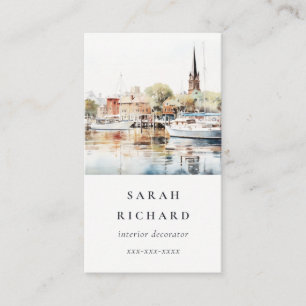 Elegant Annapolis Maryland Watercolor Travel Visitkort