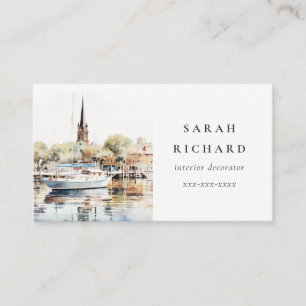 Elegant Annapolis Maryland Watercolor Travel Visitkort