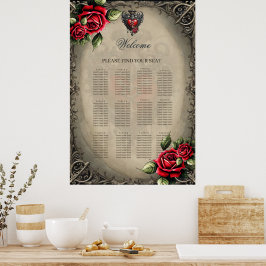 Elegant ännu mystiskt, gotskt hjärta poster