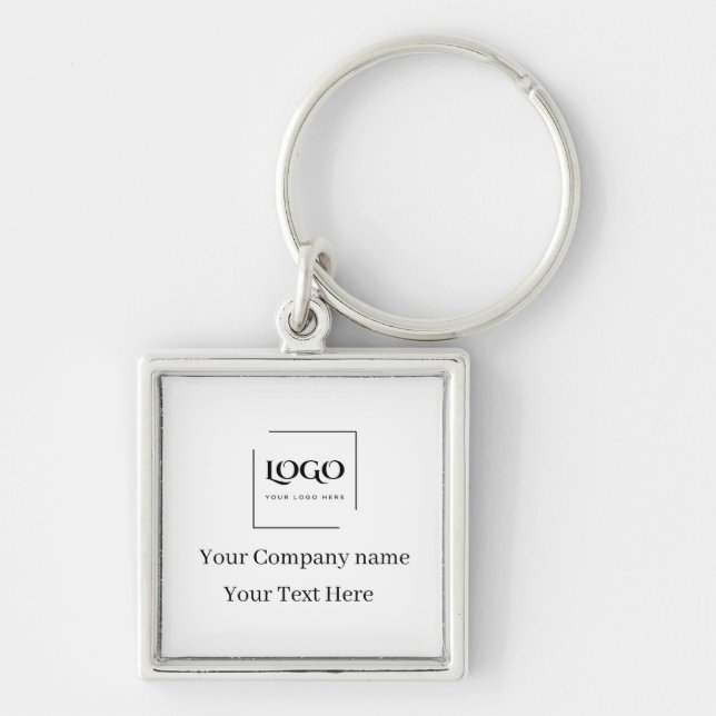 Elegant anpassa din logotypmall fyrkantig silverfärgad nyckelring (Framsidan)