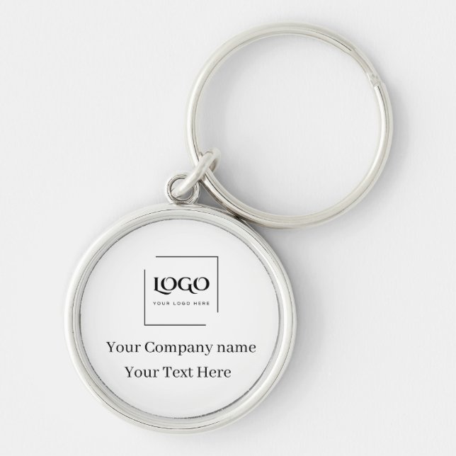 Elegant anpassa din logotypmall rund silverfärgad nyckelring (Framsidan)