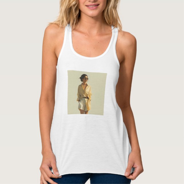 Elegant Anpassa Lägg Till Ditt Eget Foto dam  Linne Med Racerback (Framsida)