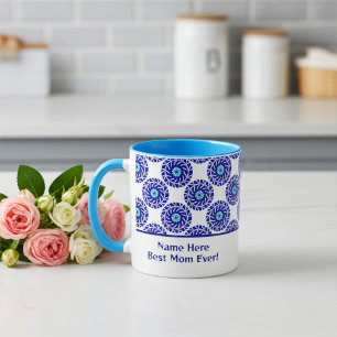 Elegant Anpassad Blue Evil Öga Geometric Mönster Mugg