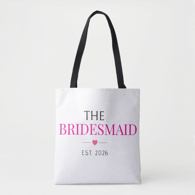 Elegant Anpassad Bröllopsdatum Brudtärna Totebag Tygkasse (Framsida)