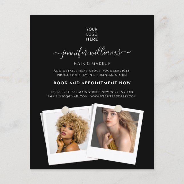 Elegant anpassad fotologo kampanj svart flygblad (Framsidan)