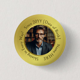 Elegant Anpassad fotoshining Guld all-Tillfälle Knapp