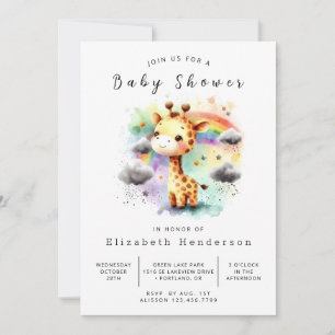 Elegant Anpassad Giraff Baby Shower Inbjudningar