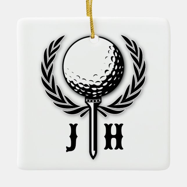 Elegant Anpassad Golf Monogram-design Julgransprydnad Keramik (Framsida)