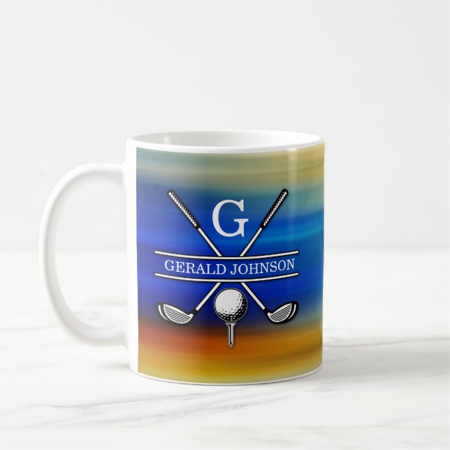 Elegant Anpassad Golf Monogram-design Kaffemugg (Vänster)