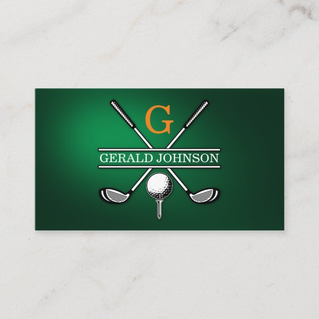 Elegant Anpassad Golf Monogram-design Visitkort (Framsida)