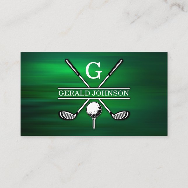 Elegant Anpassad Golf Monogram-design Visitkort (Framsida)