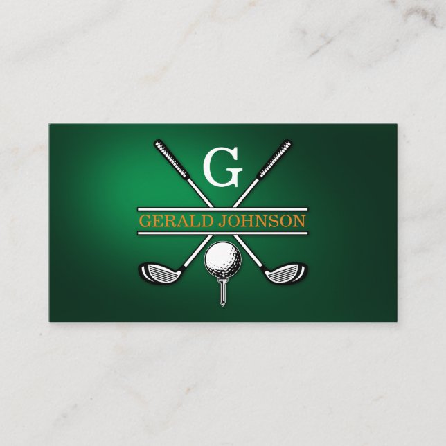 Elegant Anpassad Golf Monogram-design Visitkort (Framsida)