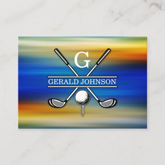 Elegant Anpassad Golf Monogram-design Visitkort (Framsida)