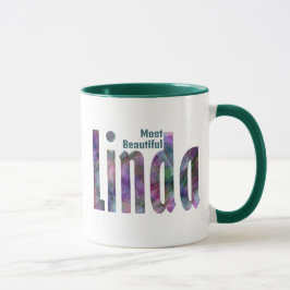 Elegant Anpassad "Linda" Namn, Mörk Grått Grönt Mugg