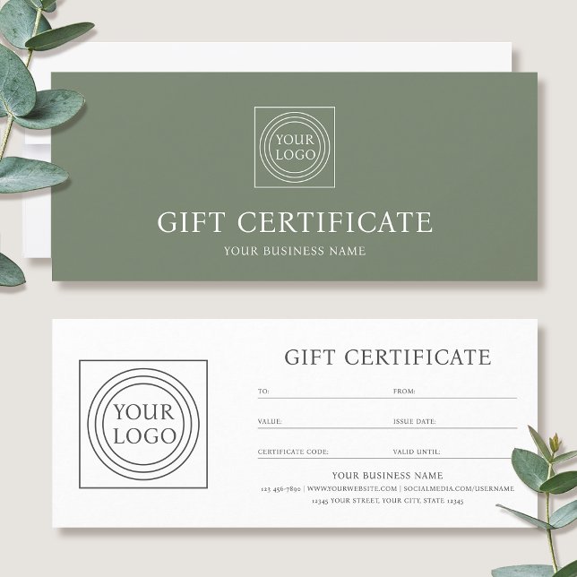 Elegant Anpassad Logotyp Grön Presentkort Voucher (Skapare uppladdad)