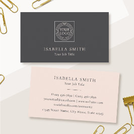 Elegant Anpassad Logotyp Minimalistisk Rosagrå Visitkort