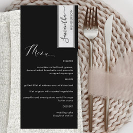 Elegant Anpassad med Gästnamn Svart och Vitt Meny