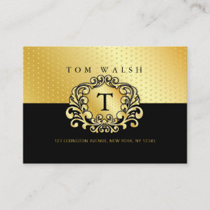 Elegant Anpassad Monogram Guld Svart Visitenkort Visitkort