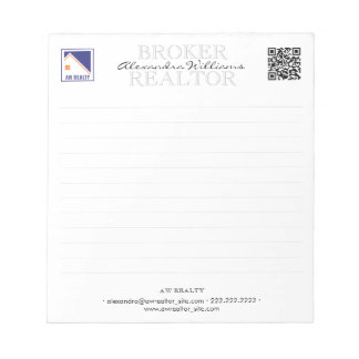 Elegant Anpassad Realtor Logotyp QR-kod Linjerat K Anteckningsblock