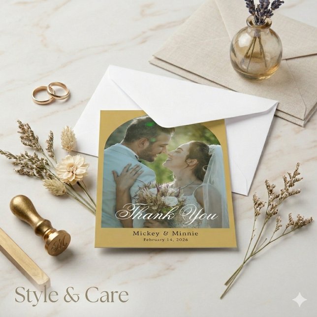 Elegant anpassad text foto bröllopsnotkorth anteckningskort (Elegant Custom Text Photo Wedding Note Card)