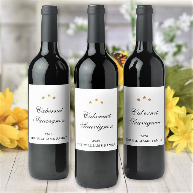 Elegant anpassad vin varietet familjenamn och år vinflaska etikett (Skapare uppladdad)