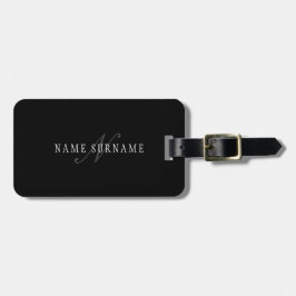 Elegant Anpassade Monogram | Black Grått White Bagagebricka
