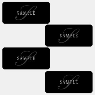 Elegant Anpassade Monogram   Black Grått White Klistermärke