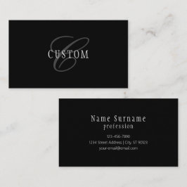 Elegant Anpassade Monogram | Black Grått White Visitkort