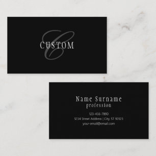 Elegant Anpassade Monogram Black Grått White Visitkort