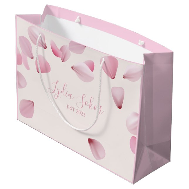 Elegant Anpassade Rosa Petal Gift Bag (Baksidan Vinklad)