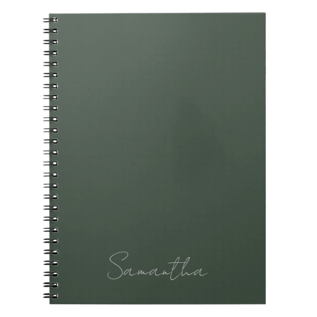 Elegant anpassat namn mörkgrön anteckningsbok (Framsidan)