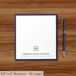 Elegant Anpassningsbar Anteckningsblock med marinb<br><div class="desc">Håll dig organiserad i stil med vårt Anteckningsblock för Anpassningsbar av Elegant med marinblått Ram. Det här anteckningsblocket innehåller företagets logotyp, namn, adress och kontaktinformation som är inramad i ett sofistikerat marinblått gräns kring en skarp vit bakgrund. Oavsett om du sätter ihop viktiga anteckningar, meddelanden eller att göra-listor, så utesluter...</div>