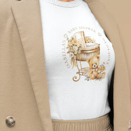Elegant Anpassningsbar Beige & Guld Baby Shower T Shirt