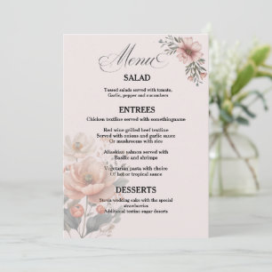 Elegant Anpassningsbar Blommig Bröllopsmeny Kort