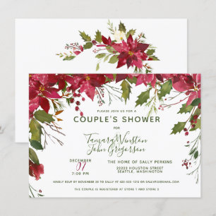 Elegant Anpassningsbar Blommigt jul - Par Shower Inbjudningar