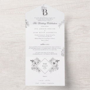 Elegant Anpassningsbar Blommigt Monogram Organiskt