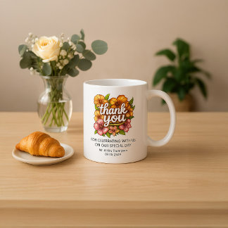 Elegant Anpassningsbar Blommigt Tack Bröllop Kaffemugg