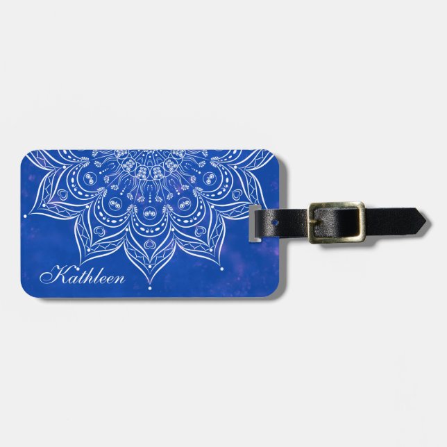 Elegant Anpassningsbar Blue and White Mandala Lugg Bagagebricka (Horisontell Framsida)