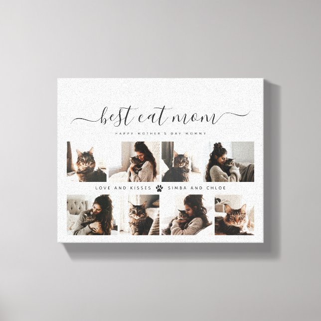 Elegant Anpassningsbar Cat Mamma Photo Collage Mor Canvastryck (Framsida)