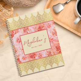 Elegant Anpassningsbar Damask Gult Blommigt Golden