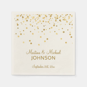 Elegant Anpassningsbar ECRU Guld Confetti Bröllop Pappersservett