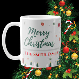 Elegant Anpassningsbar Family Namn & Snögubbe jul Kaffemugg