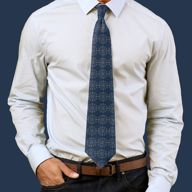 Elegant Anpassningsbar för marinblått klassiskt Si Slips (Navy blue pattern mens neck tie)